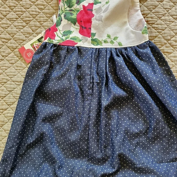 Handmade 4t Floral Rose Polka Dot Jumper Dress Vintage Linens Calico Closet Boho - Picture 3 of 8